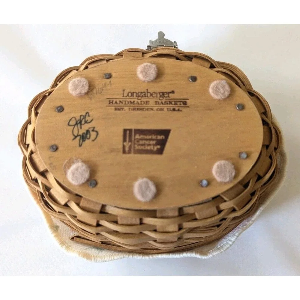 Longaberger 2003 Horizon Of Hope American Cancer Society Basket Set Lid